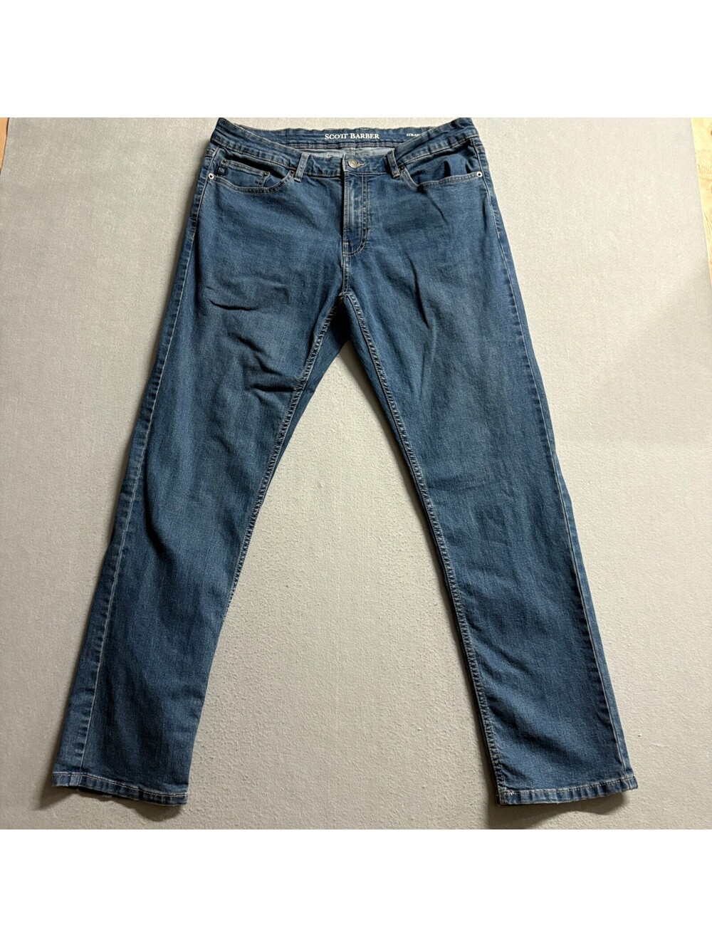 Scott Barber Straight Fit Jeans Mens 34x32 Blue Denim Stretch Pants